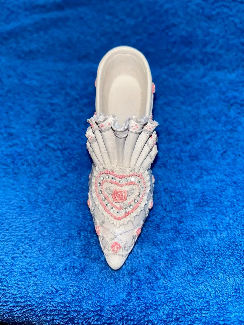 3.5" Ceramic Victorian Pink Floral Shoe Collectble