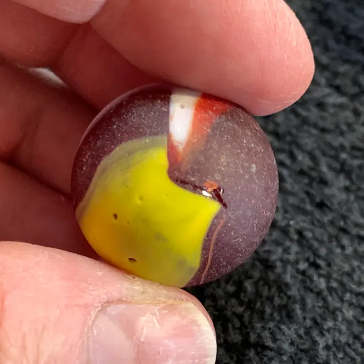 Red w/Yellow & White Swirl Glass Marble 1-Inch #4