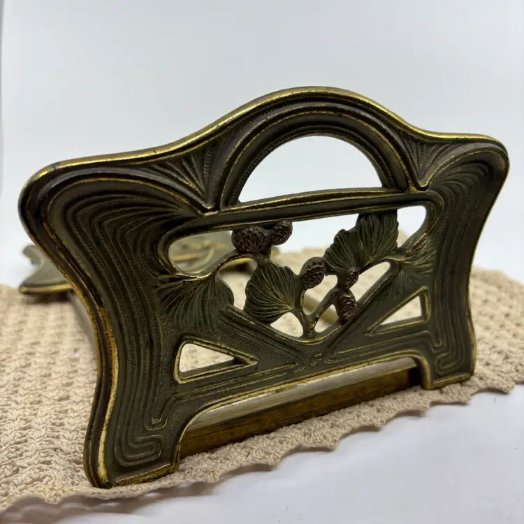 Antique Art Nouveau Judd Manufacturing Company Brass Pinecone Folding Expanding Bookends 11.5”