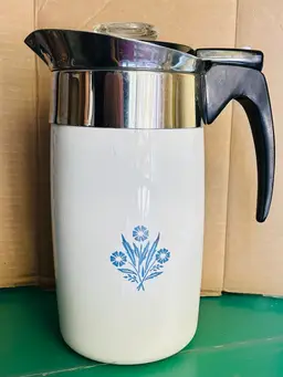Vintage Corning Ware Electric Coffee Percolator Cornflower P-80-EP 10-Cup WORKS*