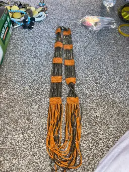 Orange And Copper Colored Glass Metal Seed Bead Necklace