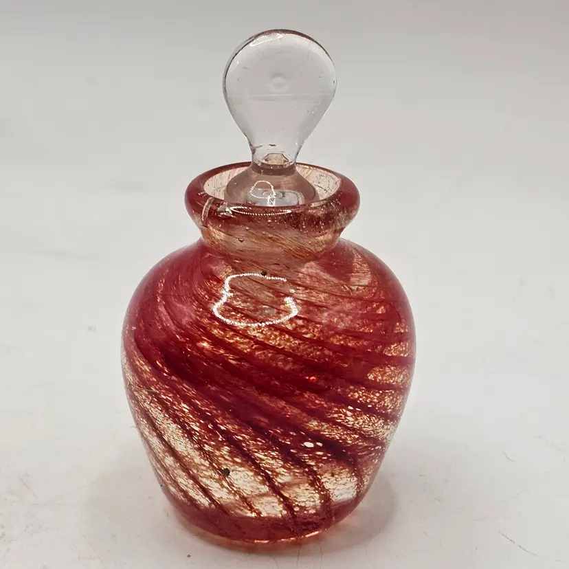 Hand Blown art Glass perfume bottle with stopper Signed