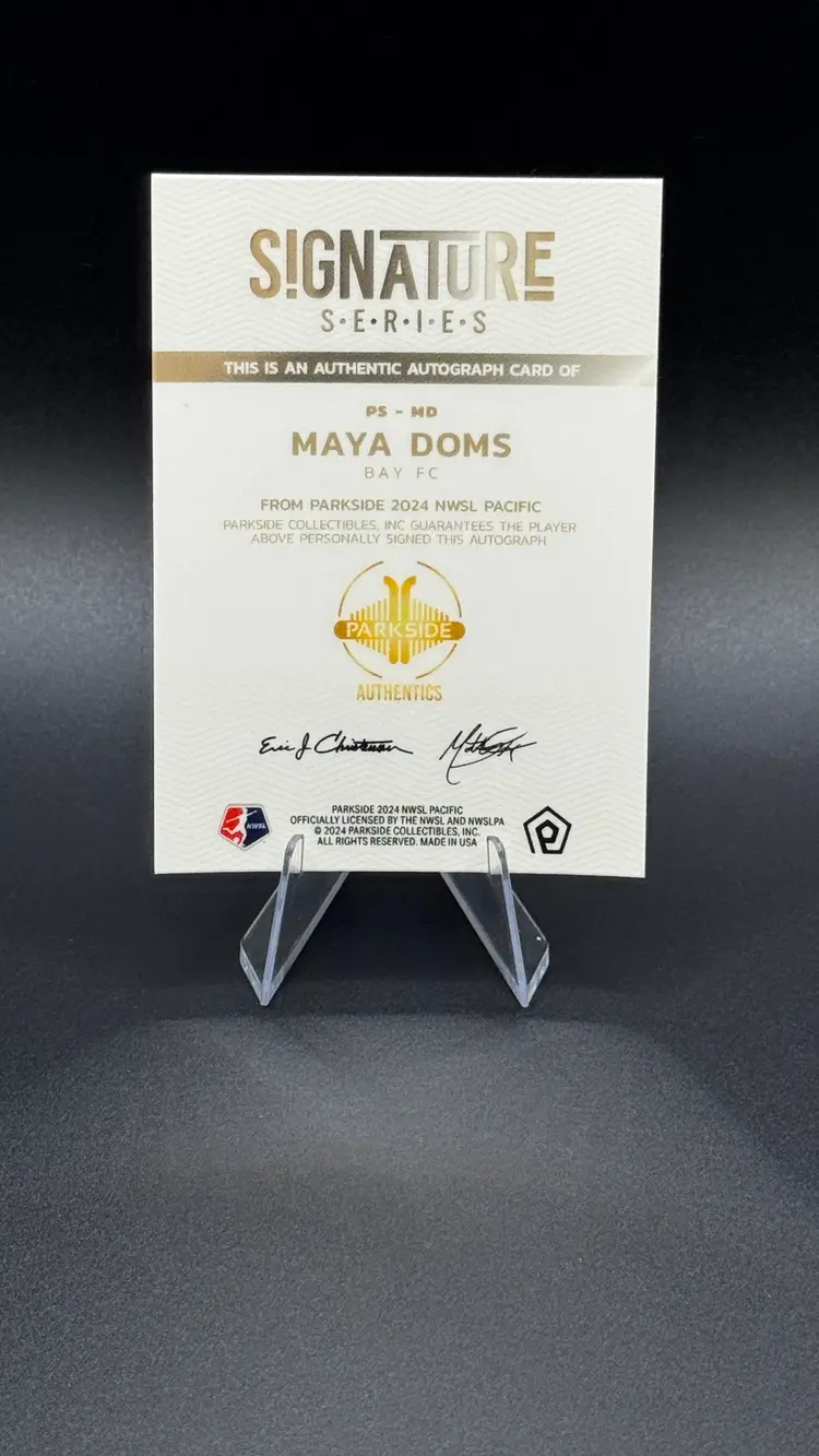Maya Doms 2024 Parkside NWSL Pacific Signature Series Rookie Auto PS-MD Bay FC