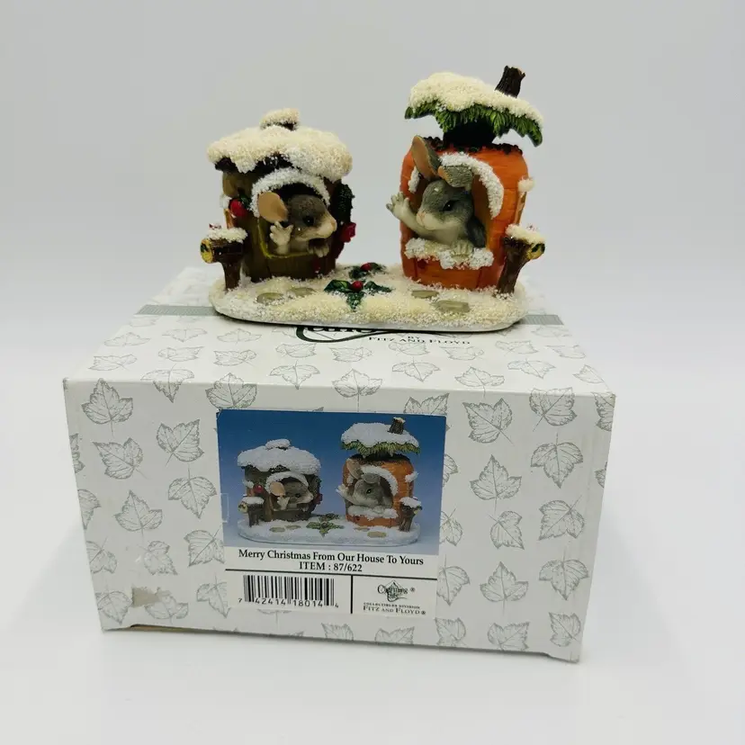  Fitz and Floyd Charming Tails Merry Christmas from our House to Yours Mice Mint