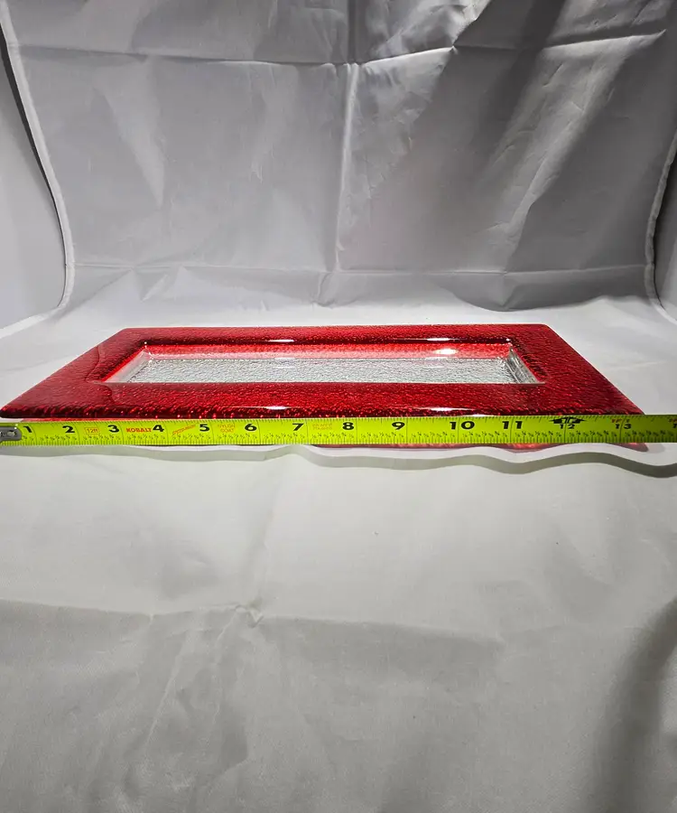 Red and Clear Art Glass Dish