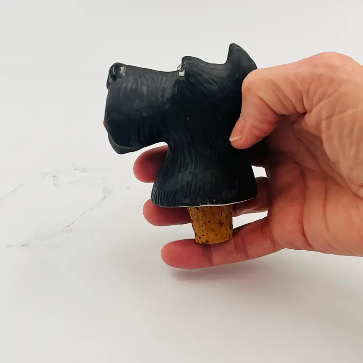 Stop Staring At My Wine! Black Scottie Dog Vintage Wine Stopper Collectible Dept 56