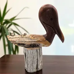 Vintage Gaspar Mendoza Signed Carved Pelican Sculpture Drift Wood Bird