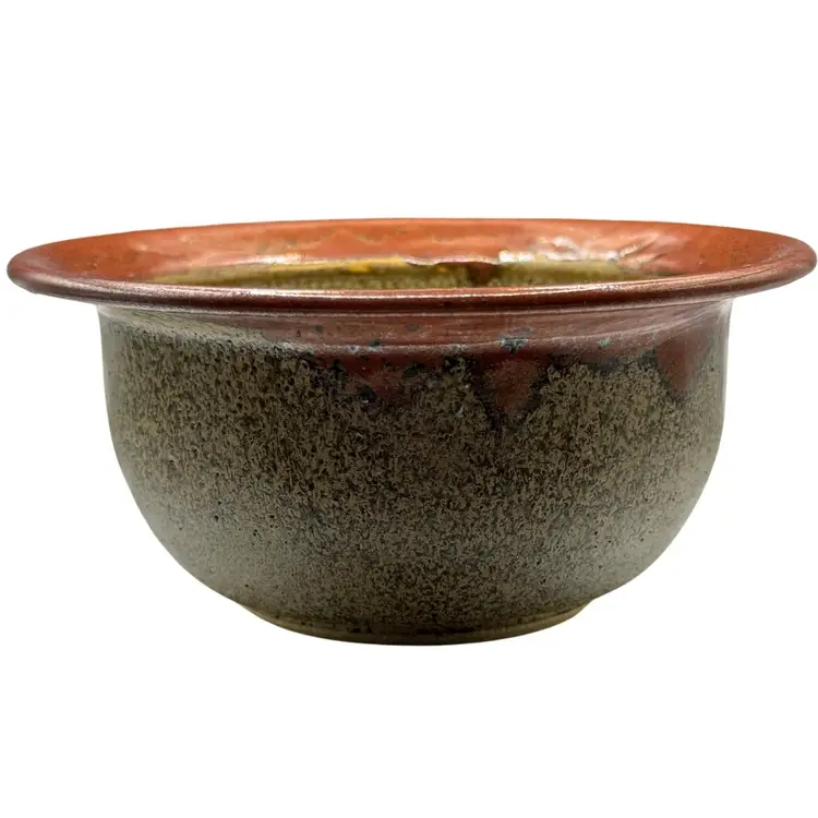 VTG Handmade Art Pottery Bowl Signed 1999 Earthy Brown & Red Glaze Rustic Decor