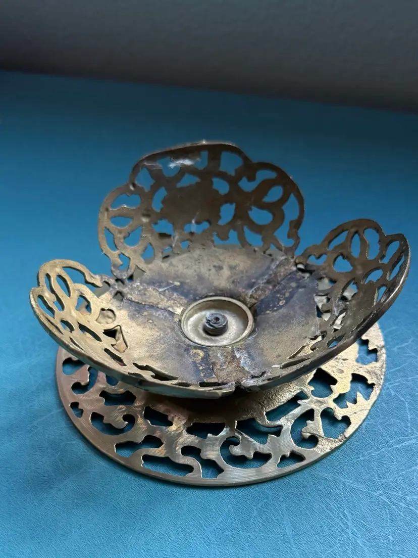 Vintage Pierced “filigree” Brass Candle Holder