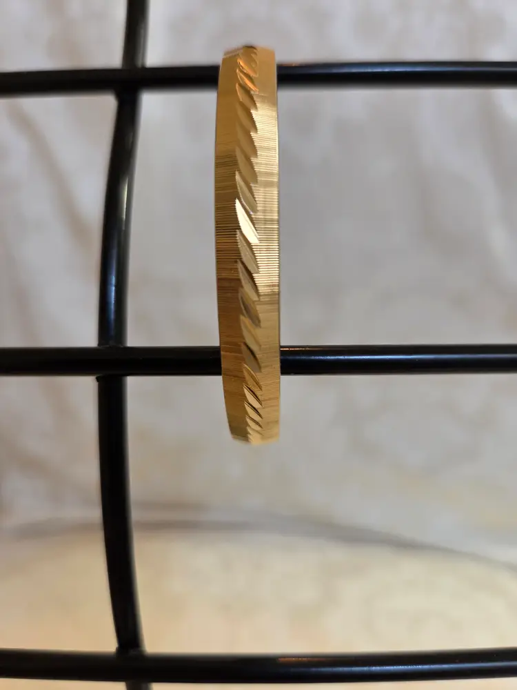 Vintage Monet Diamond Cut Gold Tone Bangle Bracelet 2 1/2" Opening