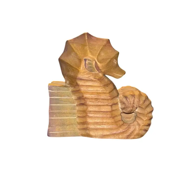 Carved Wood Seahorse Napkin Holder