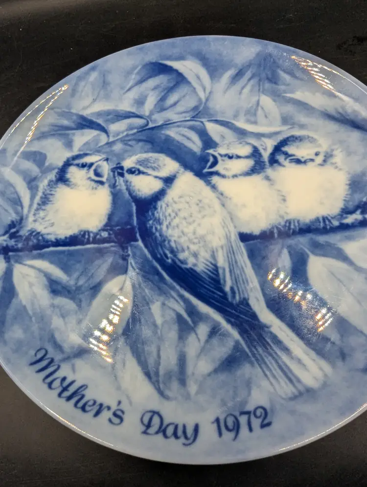 Vtg Berlin Design Genuine Blue China Robin Mother’s Day 1972 Plate West Germany