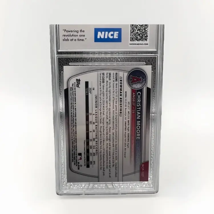 2025 Bowman Chrome Prospects Mini-Diamond Refractor of Christian Moore (#BCP107) Mint 9 - NICE Grading