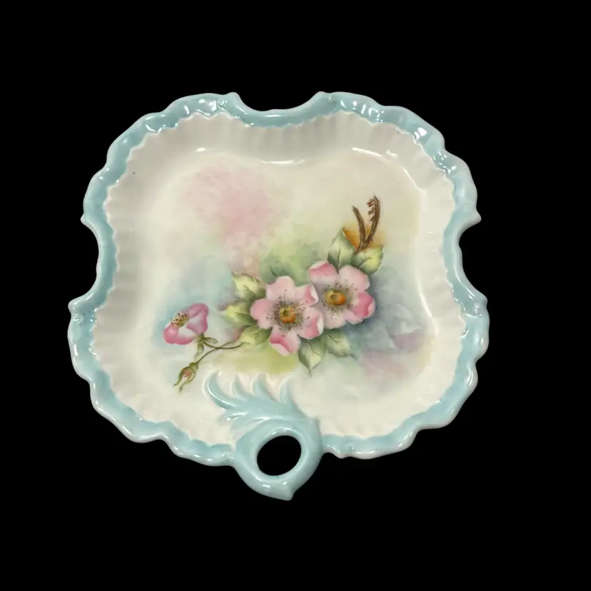 Scalloped Edge Ceramic Platter Trinket Dish Hand Painted Signed By Artist | 7.25”