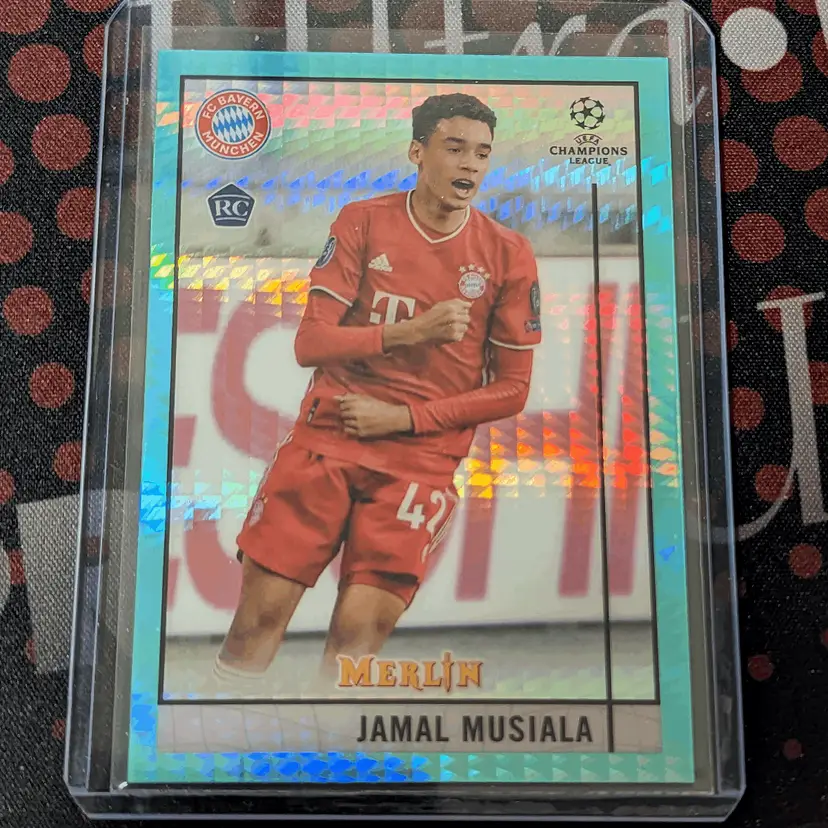 2021-22 Topps Merlin Chrome UEFA Aqua Prizm Refractor Jamal Musiala - FC Bayern Munchen c-103