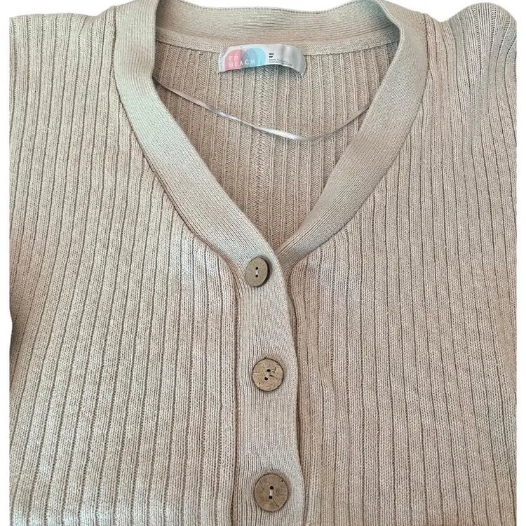 FP Beach Linen Blend Balloon Sleeve Knit Cropped Sweater Size XS 0279P