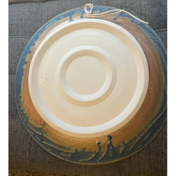 Amazing Handcrafted Pottery Plate Wall Hanging—signed By The Artist 
14 Inches Across
