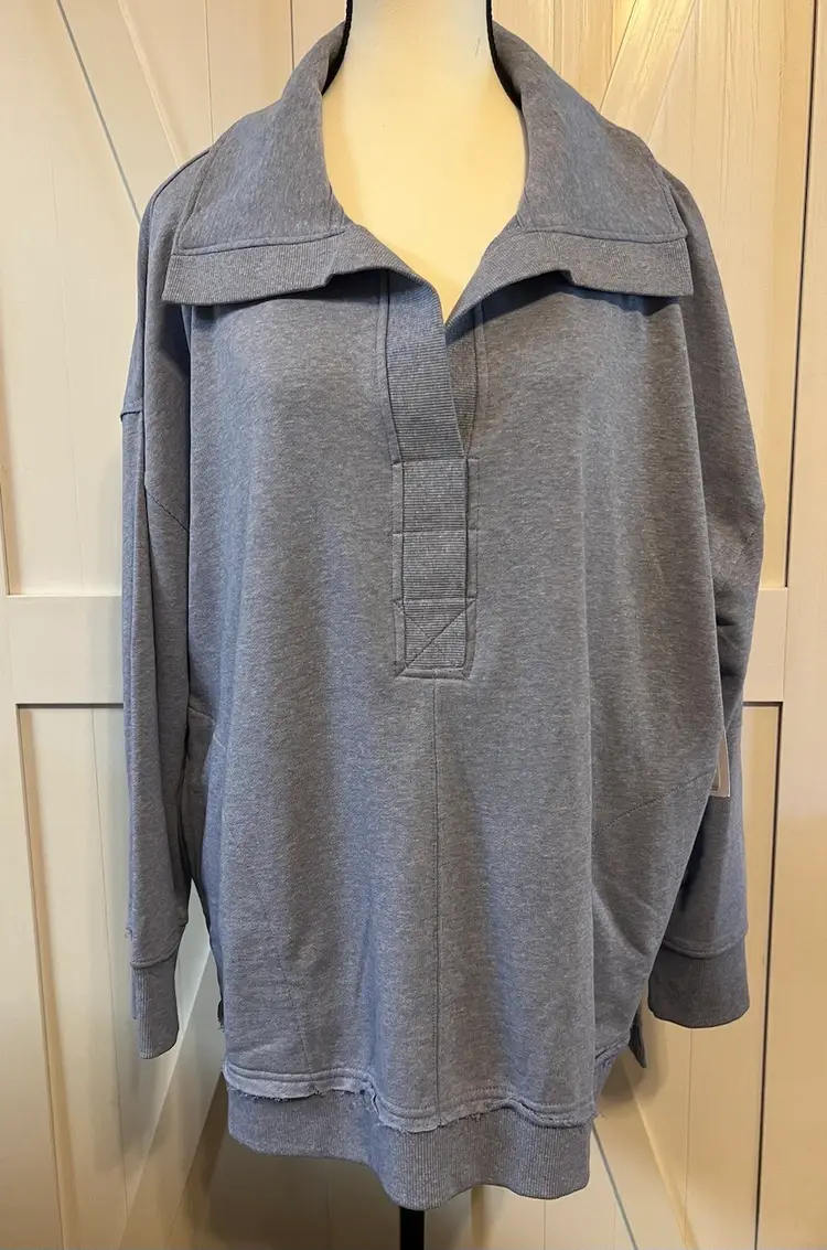 Westbound Knit Long Sleeve Hi Low Henley With Pockets XL New!