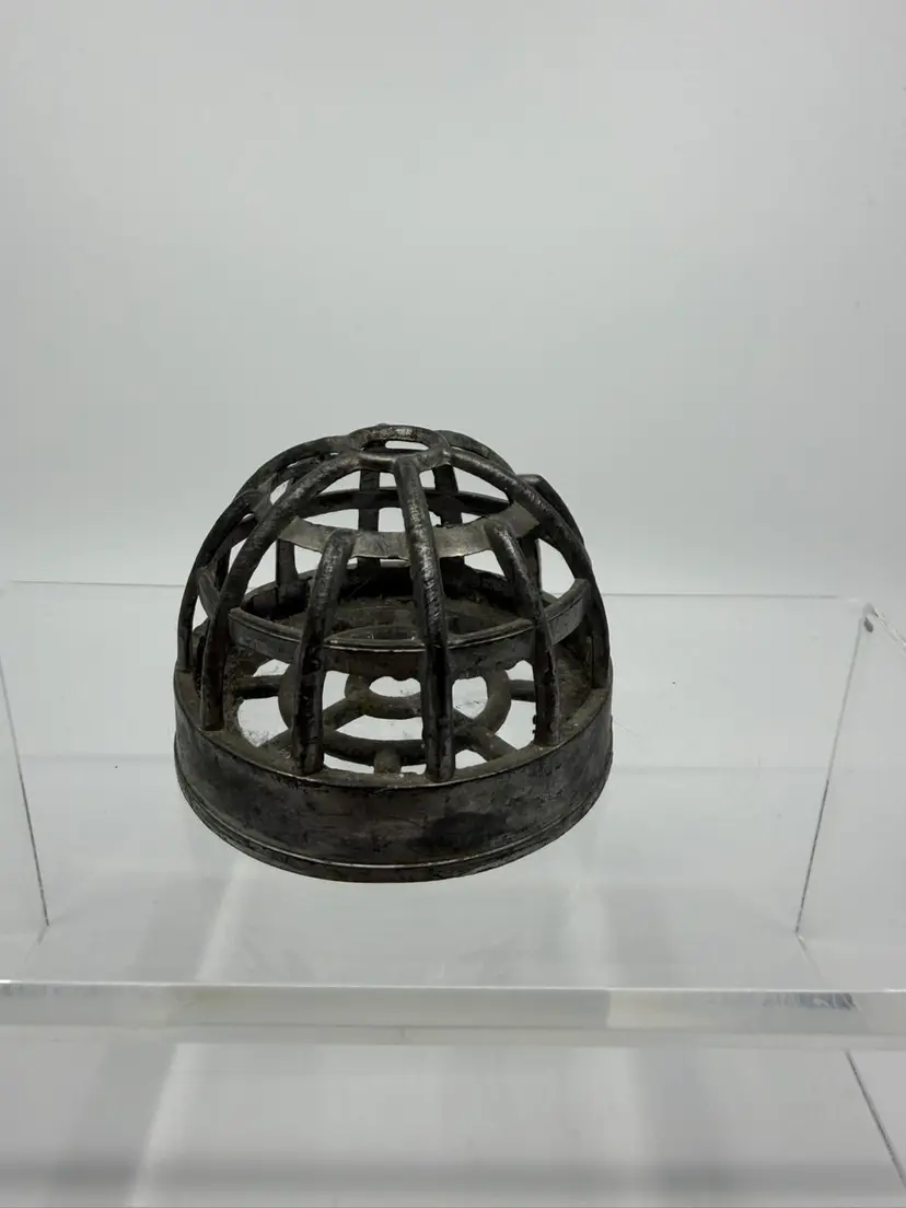 Vintage Dome Shaped Metal Cage Flower Frog 2”