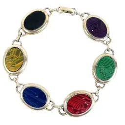 6-Color Circuitboard 8-1/2” Bracelet. Silver-tone Metal. Handmade by Me! 🫶 Recycled E-waste.