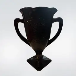 Vintage LE Smith 1930's Black Amethyst Glass Vase Dancing Nymphs Ruffled Edge 9”