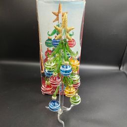 Vtg Kirkland Glass Christmas Tree With Ornaments Figurine