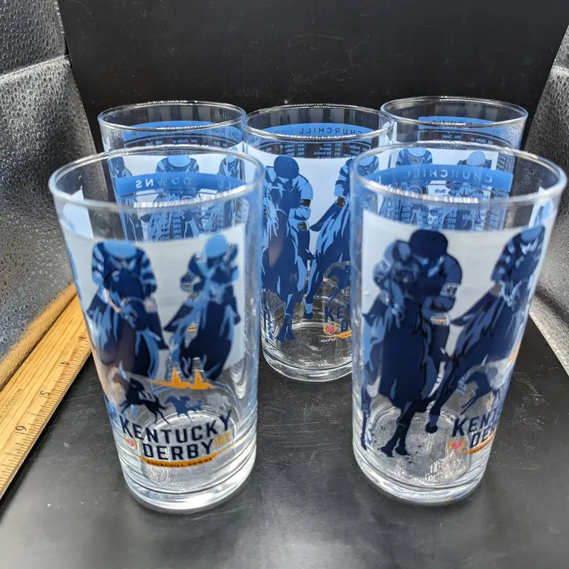 Set of 5 Kentucky Derby Mint Julep Glasses 12 oz 147th Churchill Downs Race 2021.