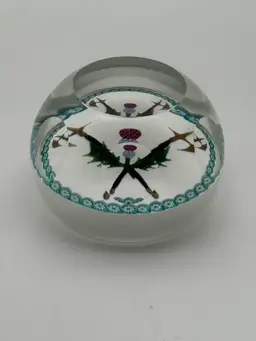 Caithness Art Glass Crossed Halberds Paperweight