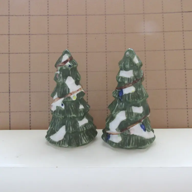 Bisque Like Christmas Trees Salt and Pepper Shaker Set