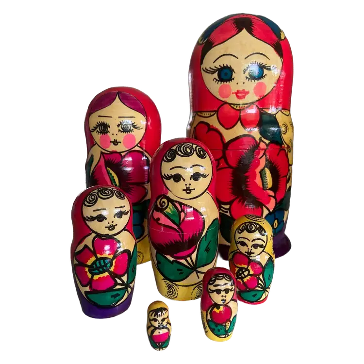 Vintage Russian Matryoshka Nesting dolls, aka Babushka Dolls, 8.5" Tall