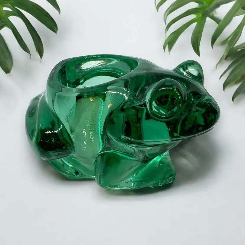 Indiana Glass Spanish Green Votive Frog Candle Holder. 5 X 3“ With Original Tag