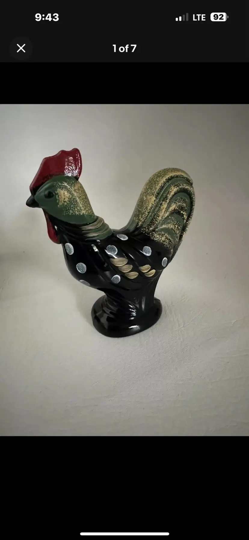 Rare Fenton Folk Art Collection Black Glass Rooster  Signed D Caplinger