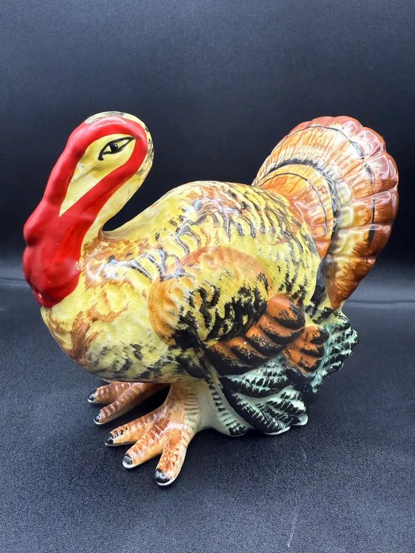 Vintage  XLarge Ceramic Turkey Shaker Thanksgiving Fall ~ Japan