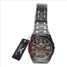 ONOLA Men's Retro Carving Style Business Waterproof Quartz Watch Solid Stainless Steel Case and Band