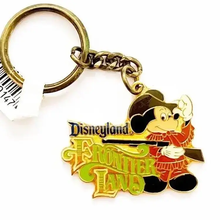 Disney Vintage Frontierland Mickey Mouse DisneyLand Metal KeyChain