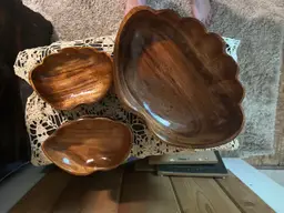 Monkey Pod Salad Set Serving Bowl And 4 Salad Bowls