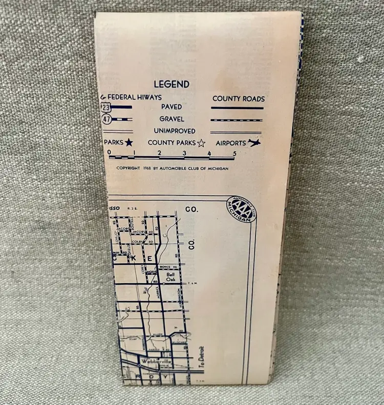 1968 MSU Spartan Campus Lansing Mi Map Automobile Club of Michigan Red Cedar Riv