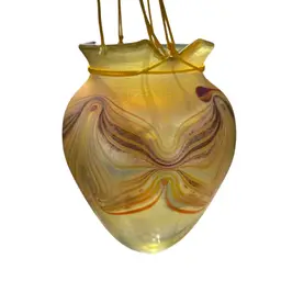 Vintage 1981 Signed Paul White Blown Glass Hanging Vase