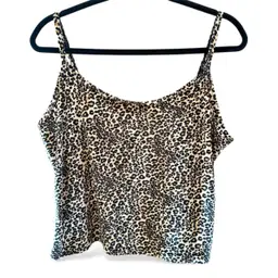 Y2K Leopard Animal Print Velvet Cropped Style by Sleep Wear Sz XL