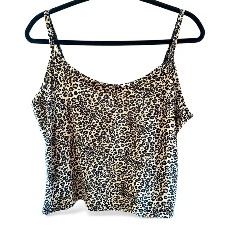 Y2K Leopard Animal Print Velvet Cropped Style by Sleep Wear Sz XL