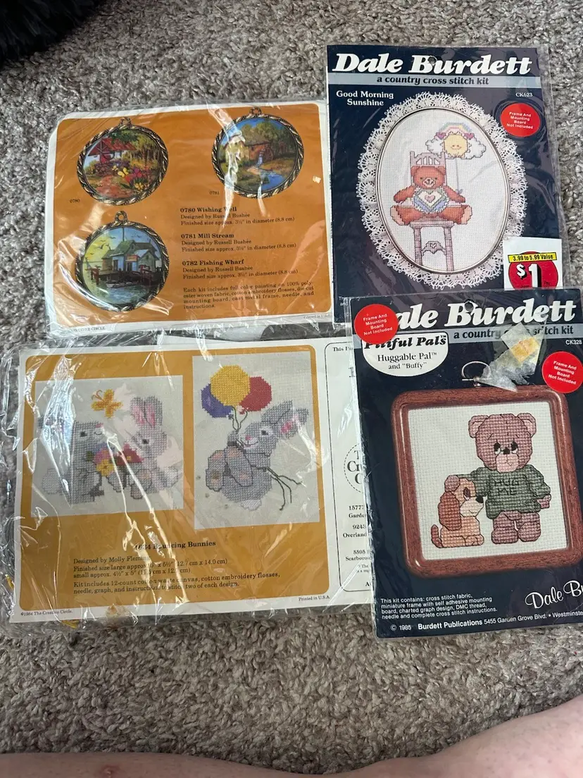 Lot Of 4 Vintage Cross Stitch Craft Kits