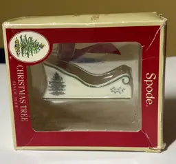 Spode Ornament Sled featuring a classic Christmas tree design Accented with gold