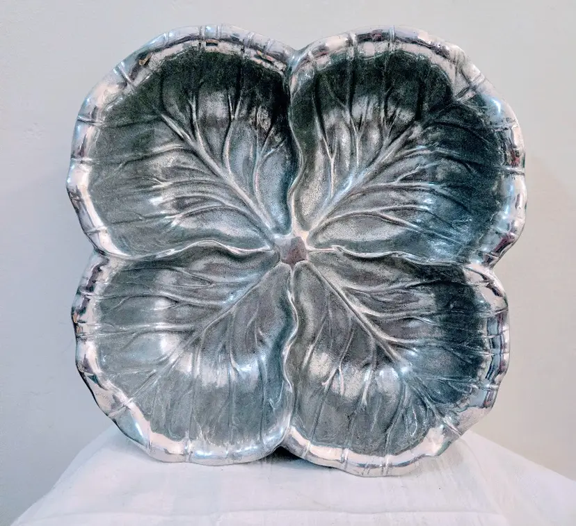 VTG MCM Wilton Armetale Cabbage Lettuce Leaf Pewter Serving/Salad Bowl