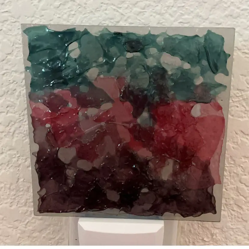 Made by Me! Fused Glass Nightlight Abstract Design 4” x 4” Studio Art Handmade