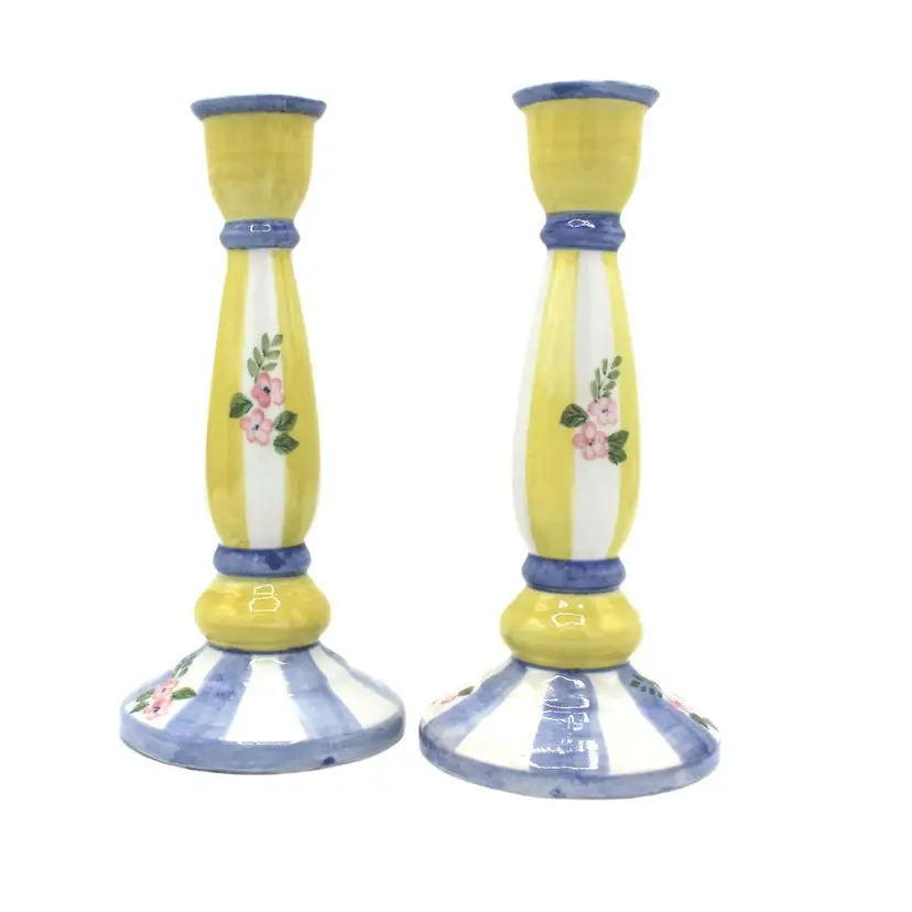 Vintage Pair of Andrea by Sadek Cottagecore Country Decor Candlesticks 8"