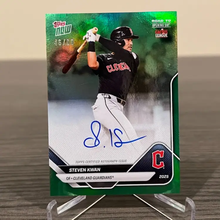 2025 Topps Now Road To Opening Day Steven Kwan 46/99 Auto Cleveland Guardians