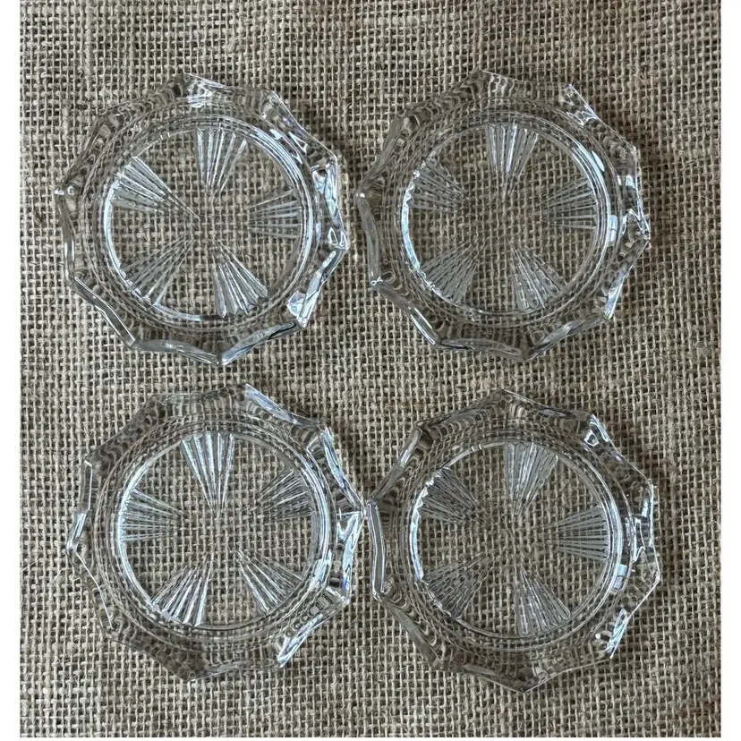 Vintage Reims France Pinwheel Glass Coaster Set Whimsical Fairy Core MCM