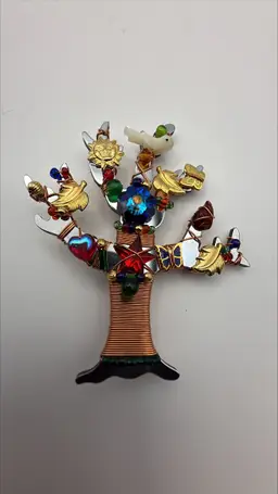 Vintage Liztech Tree of Life Brooch Handmade