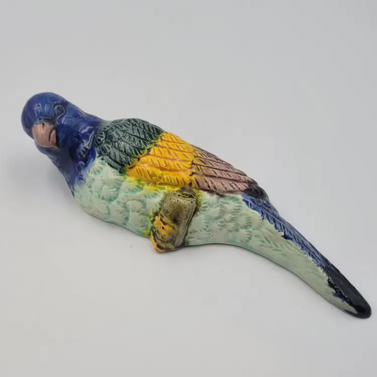 Vintage Ceramic Multi Colored Parrot Wall Pocket Made In Japan