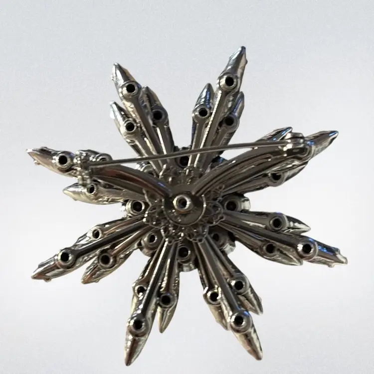 #01 Vintage Judy Lee Layered Black Nanette Flower Brooch 2” Diameter